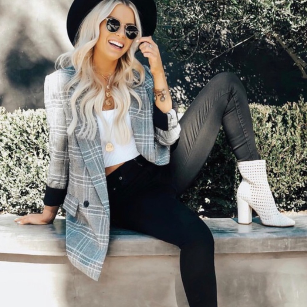 Free People Uptown Girl Plaid Blazer sz MED